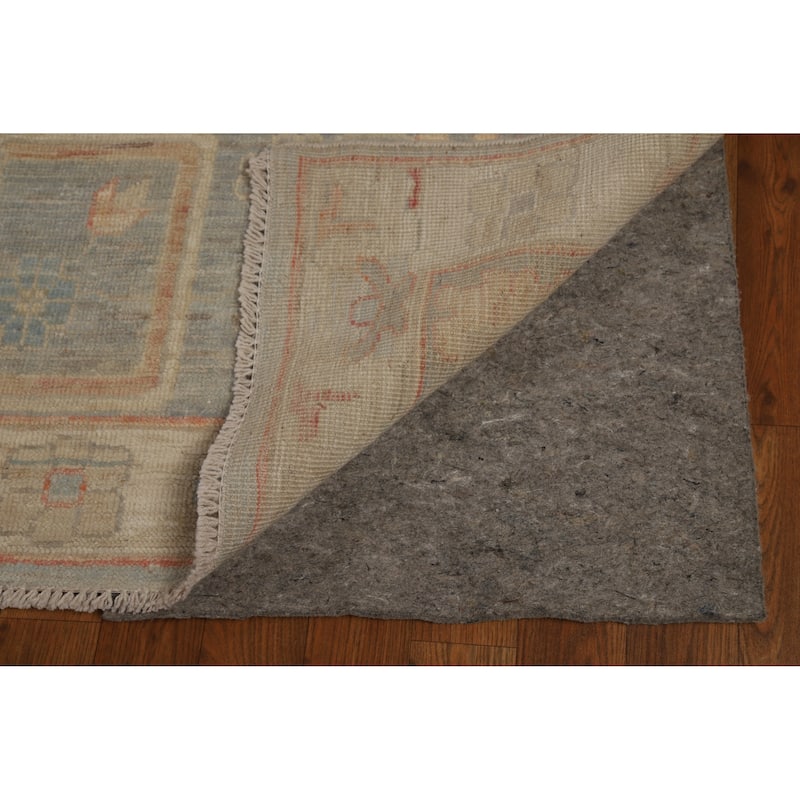 Vegetable Dye Blue Oushak Turkish Large Rug Handmade Wool Carpet - 10'2" x 14'1"