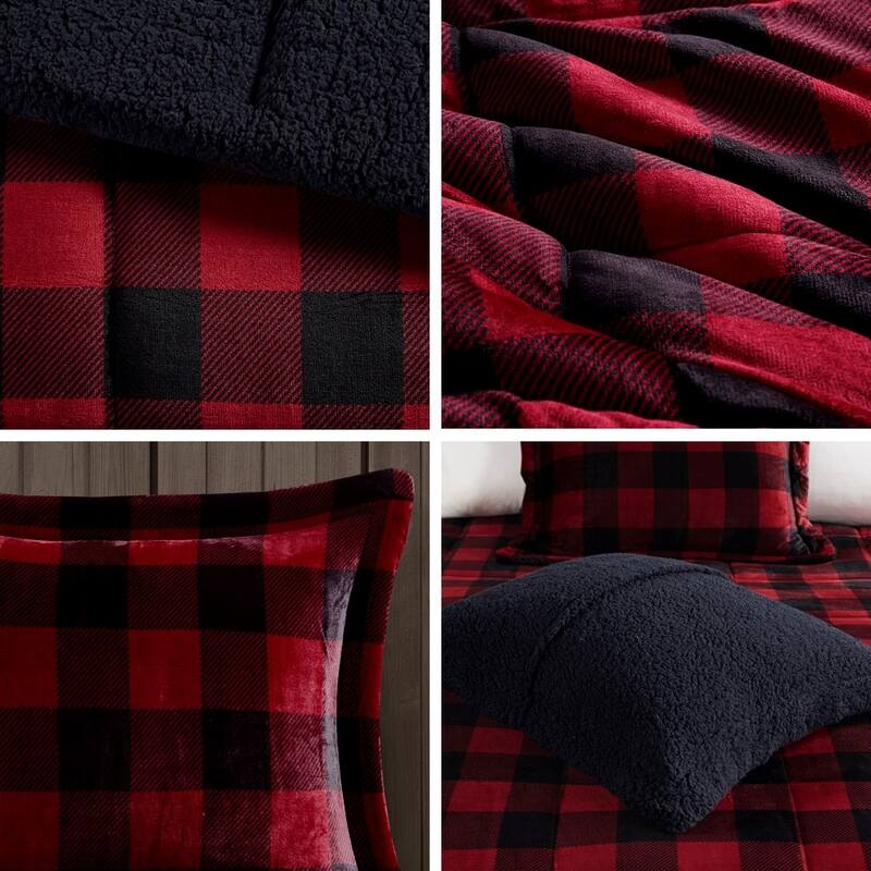 GDF Studio - Alton Plush to Sherpa Down Alternative Comforter Set - Plaid