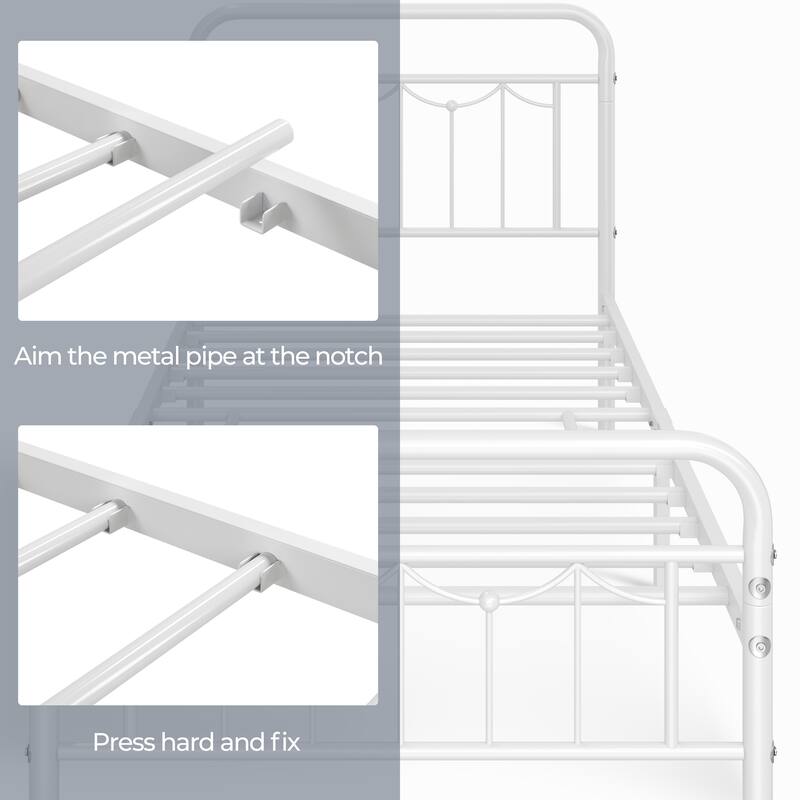 Yaheetech Metal Platform Bed Frame with Vintage Headboard and Footboard Metal Bed Base