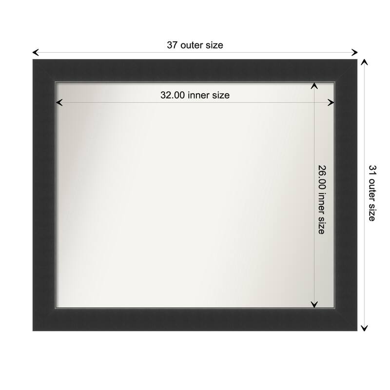 Corvino Black Framed Non-Beveled Custom Wall Mirror, Bathroom Vanity Mirror - Outer Size: 37 x 31