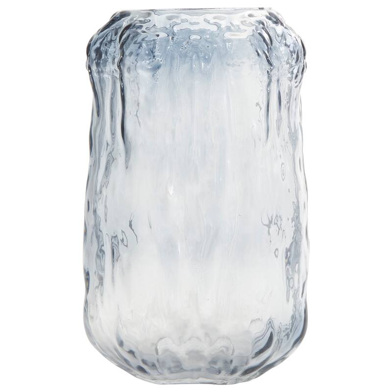 Gray Glass Handmade Dimensional Textured Square or Rectangular Ombre Vase
