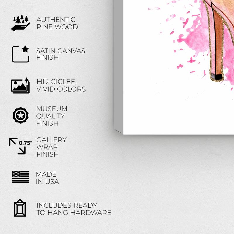 Wynwood Studio Canvas Fashion and Glam Spilled Pink and Shoe Pink and Glam Wall Art Canvas Print