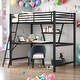 preview thumbnail 1 of 24, Twin Size Loft Metal & MDF Bed with Built-in Desk and Shelf, Black Black