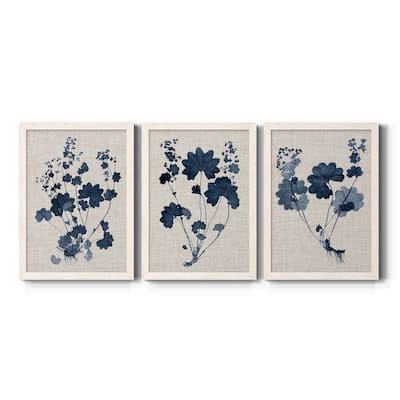 Navy & Linen Leaves II-Premium Framed Canvas - Ready to Hang - Multi-Color