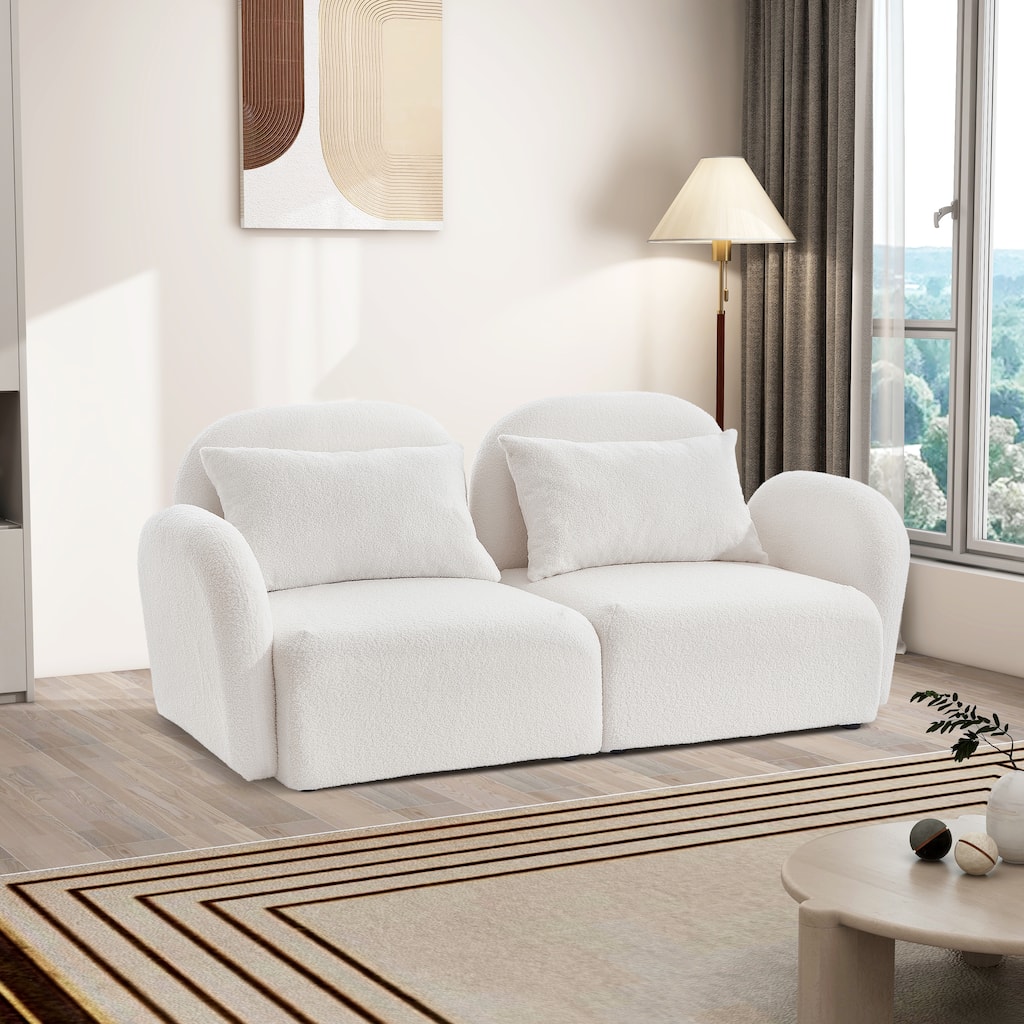 Teddy Upholstered Sofa Loveseat With Pillows