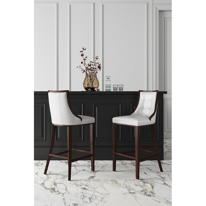Manhattan Comfort Fifth Ave 39.5 in. Dark Walnut Beech Wood Counter Height Bar Stool