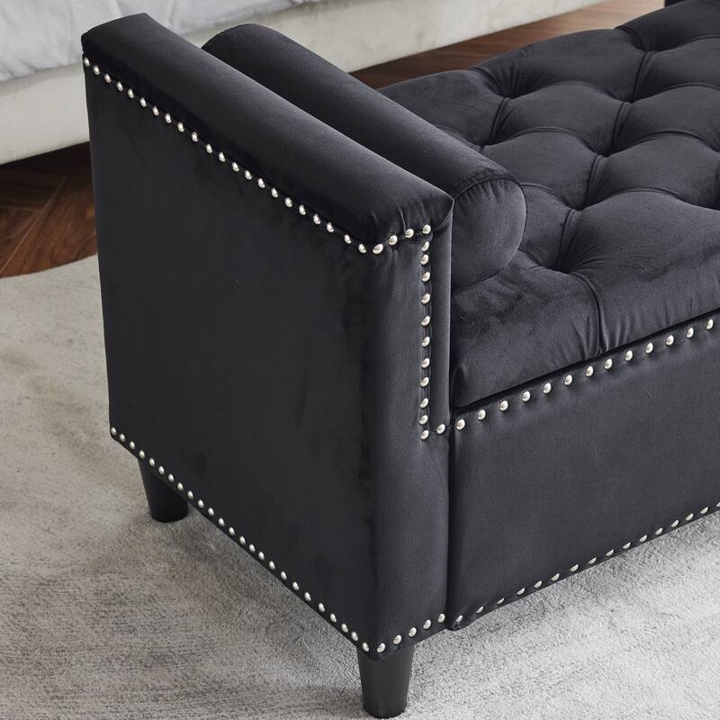 Versatile Velvet Upholstered Storage Bench for Home Decor