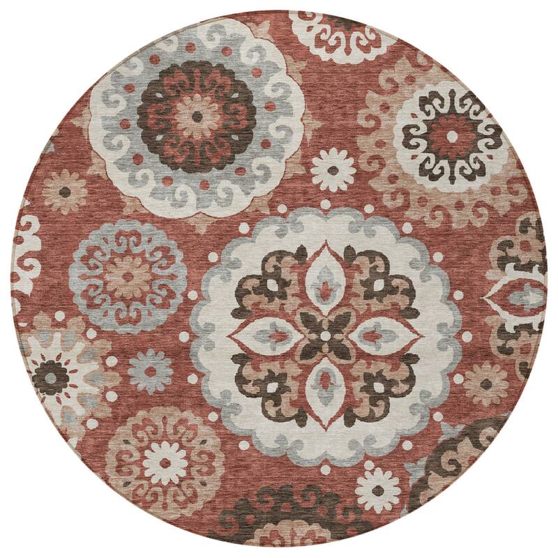 HomeRoots Floral Medallion Transitional Rectangle Outdoor Rug