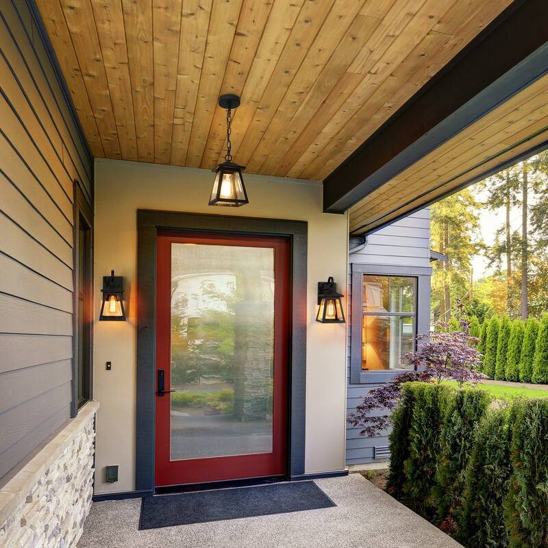 Kania 1-light Modern Black Lantern Outdoor Sconce Dimmable Exterior Wall Lighting