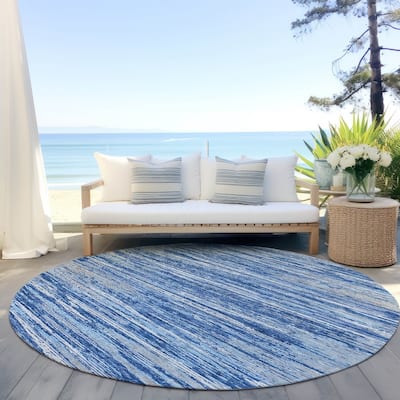 Machine Washable Indoor/ Outdoor Chantille Abstract Stripe Rug