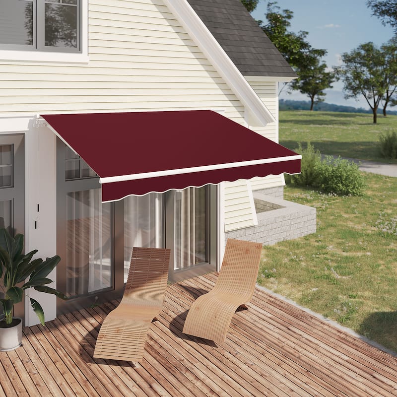 AECOJOY Manual Retractable Patio Awning Outdoor Sunshade Shelter (Cover Only)