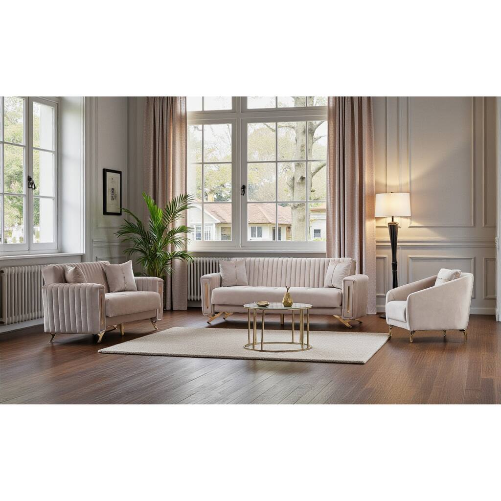 Fomera 4 Pieces Living Room Sets 1 Sofa 1 Loveseat 2 Chair