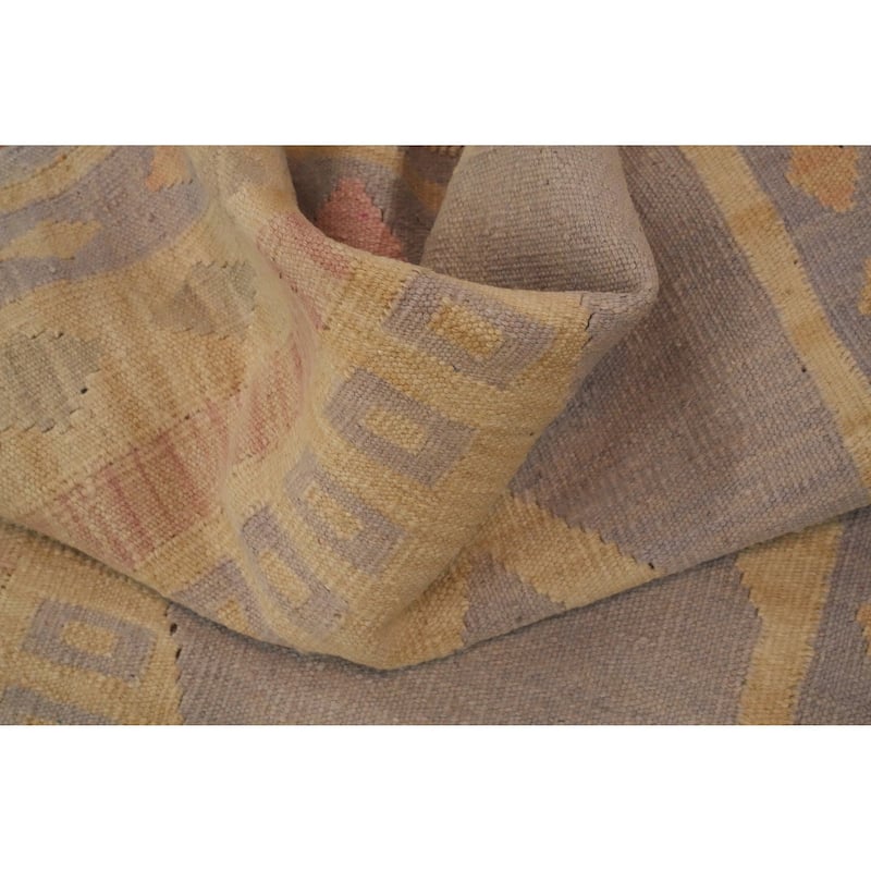 Hand Woven Oriental 100% Wool Carpet Southwestern Tribal Yellow & Gold Kilim Runner Rug - 10' 0'' X 2' 6''