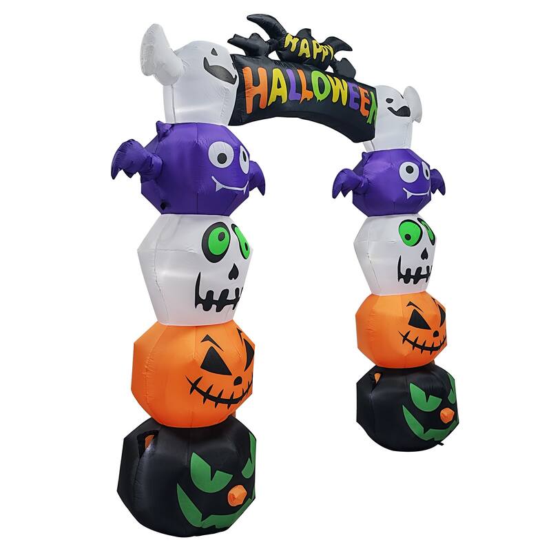 8.2FT Halloween Inflatable Archway with Pumpkins and Ghosts Lighted Yard Blow Up Decor