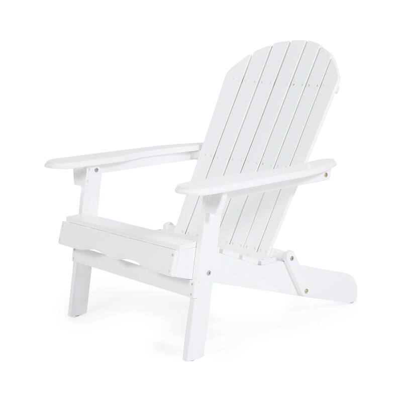 Libo Outdoor Adirondack Chair, Slatted Seat, Modern White Acacia Wood