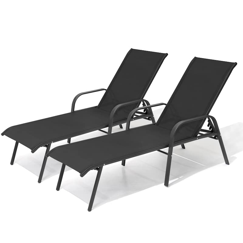 Pellebant Outdoor Adjustable Patio Chaise Lounge Chairs with Cushions