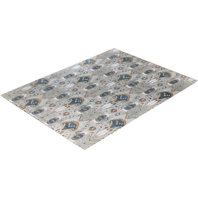 Ikat One-of-a-Kind Hand-Knotted Area Rug, Gray - 9' 2" x 12' 3"