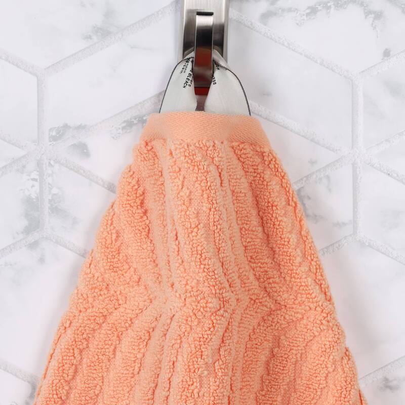 Superior Chevron Zero Twist Jacquard Cotton 3 Piece Bathroom Towel Set