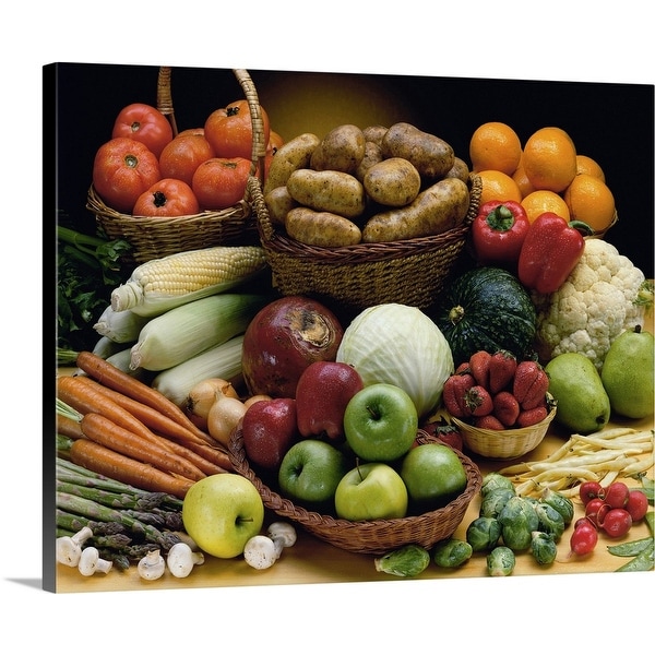 "Close-up of various fruits and vegetables" Canvas Wall Art