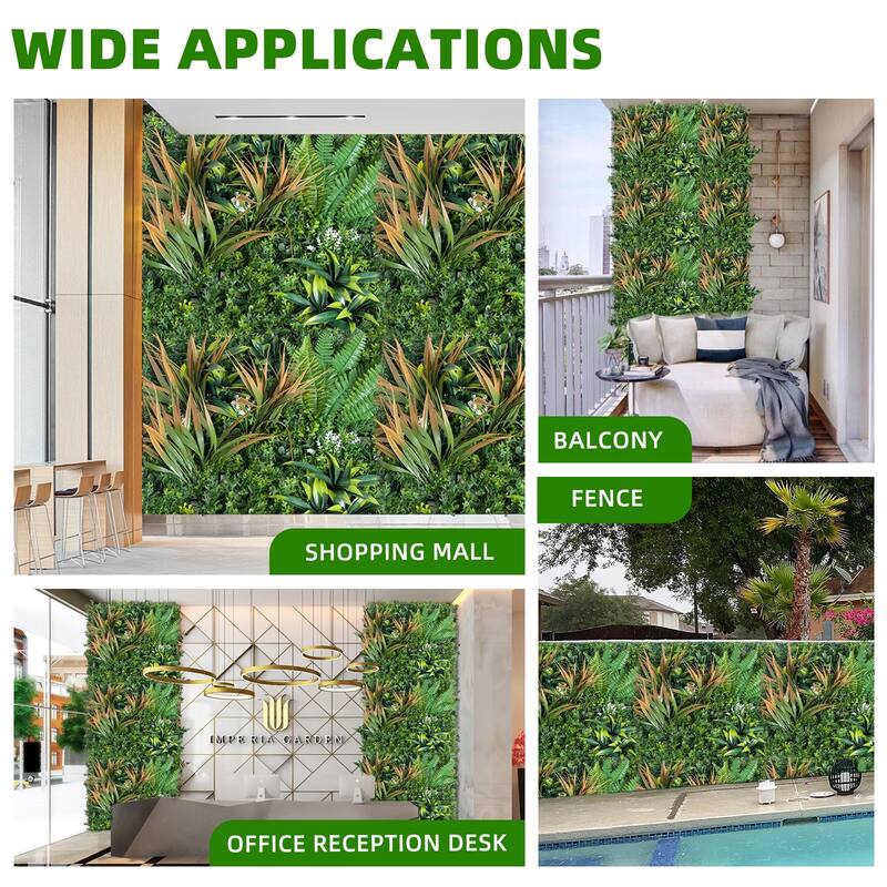 12 Pack Artificial Grass Wall Panels,20"x 20" Artificial Plant Wall Panels Fake Greenery Leaf Hedge