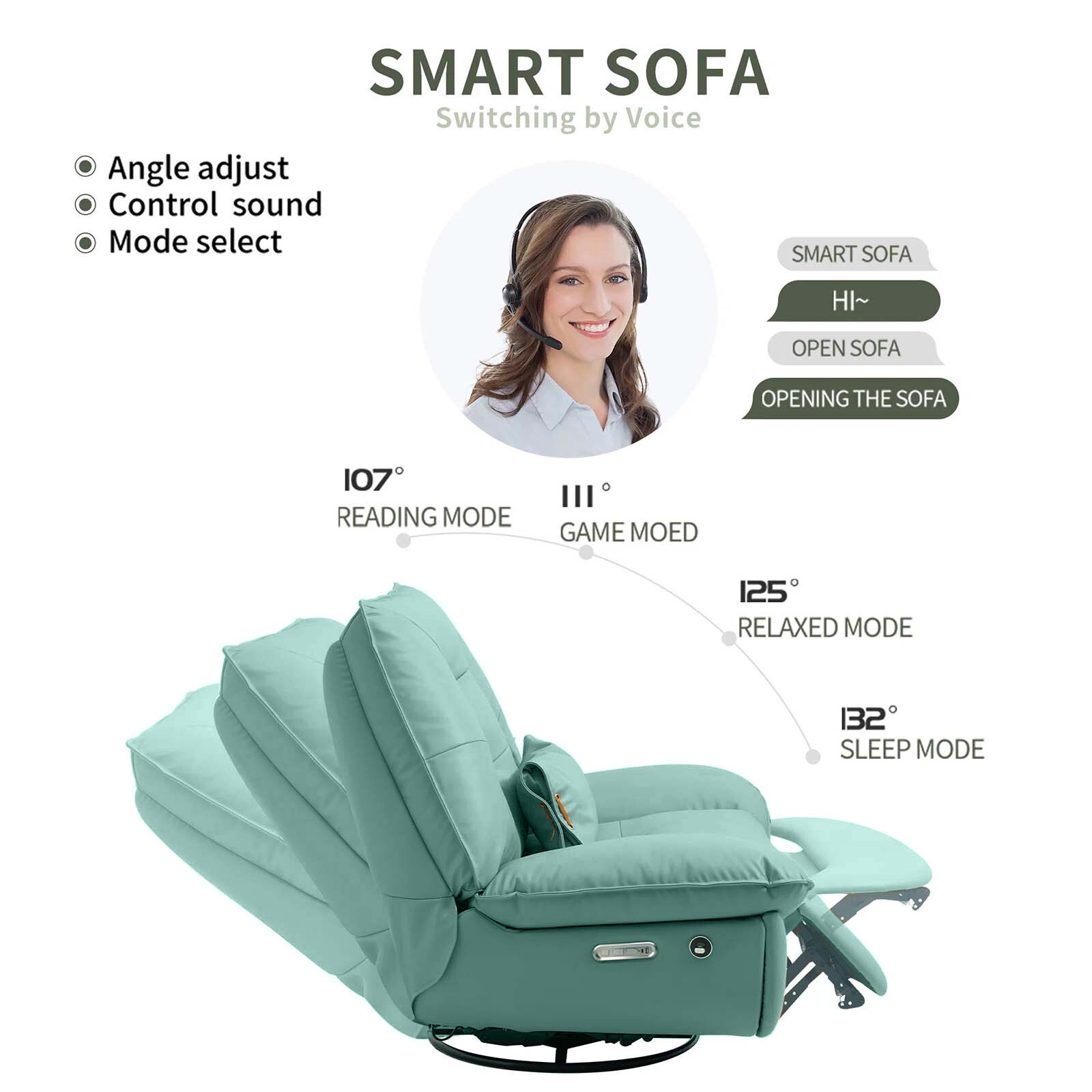 Smart Multifunction Electric Recliner Chair PU Leather Swivel Recliners with USB Rechargeable Bed Bath Beyond 39834776