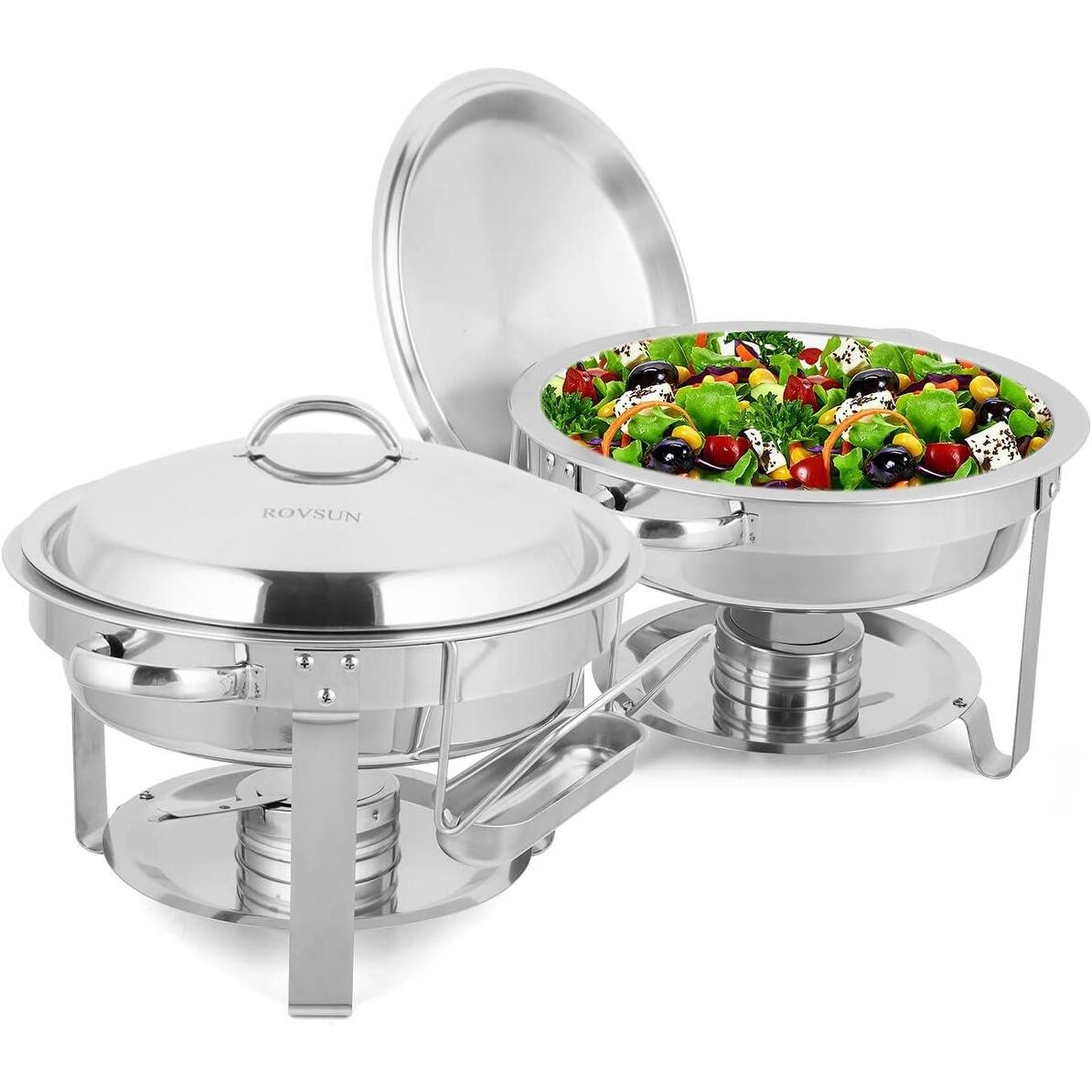 Stainless Steel 5 Quarts Round Chafing Dish (Set of 2) On Sale Bed