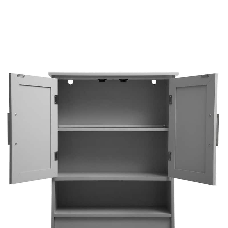 Gray Modern Over the Toilet Cabinet Storage Organizer with 2 Shelves and Doors