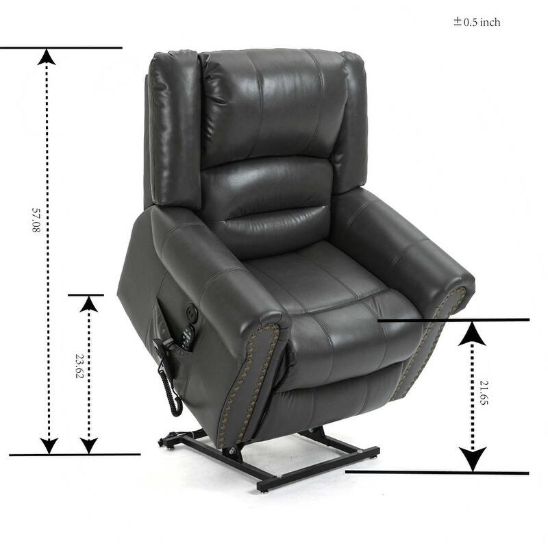 Upholstered Leather Power Lift Recliner with Massage, Heating Functions, USB Ports-Up to 350 LBS Capacity