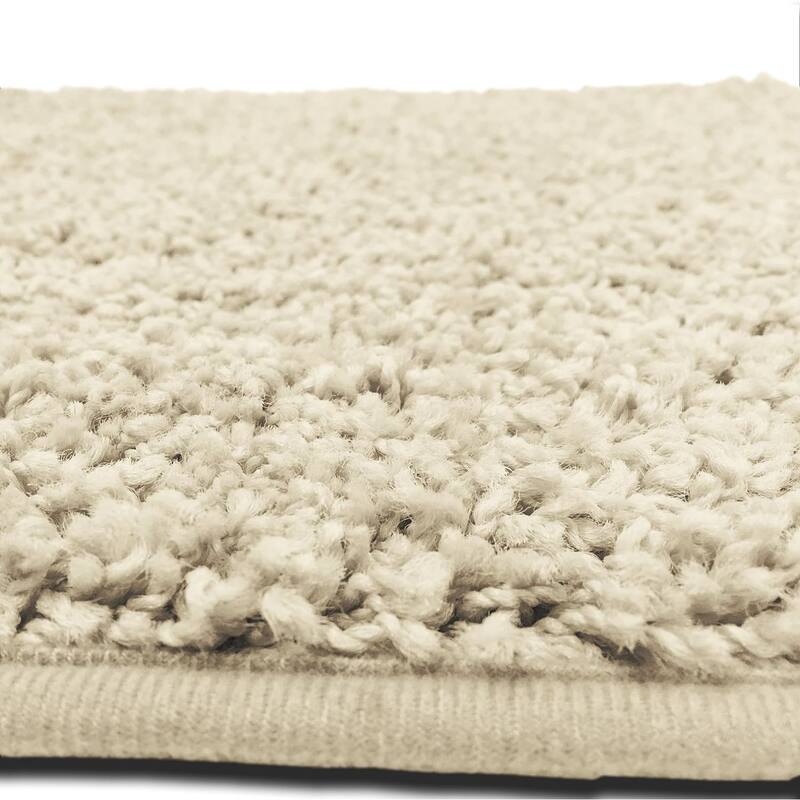 Layla 3 PC Shaggy Bathroom Rug Set, Bath Mat, Contour Rug, Lid Cover, Solid Colors