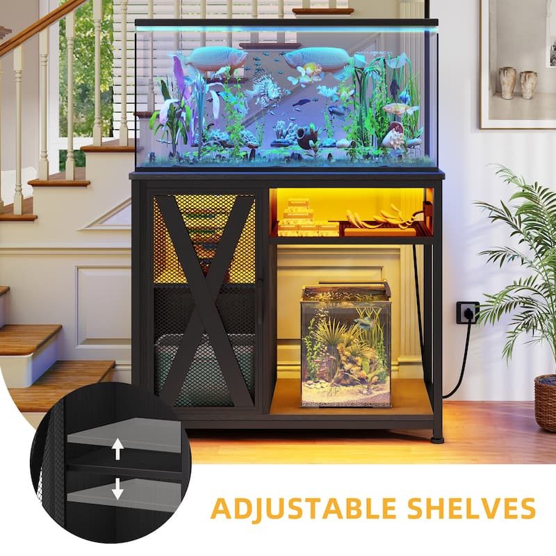 Moasis 50 Gallon Aquarium Stand with Power Outlets & LED Light