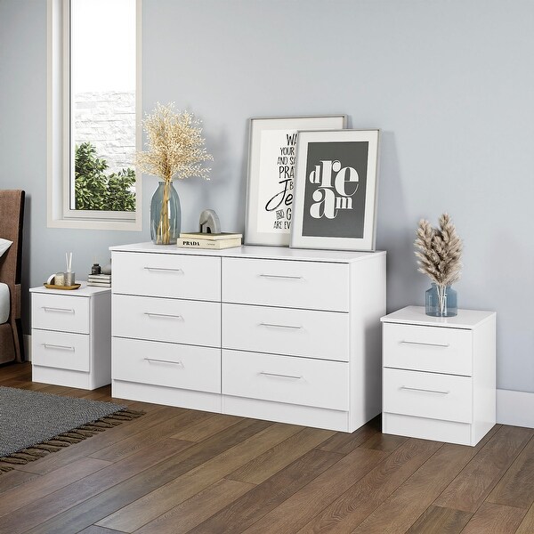 Kappesberg Soho 3-Piece Bedroom Set - 6-Drawer Dresser And Two 2