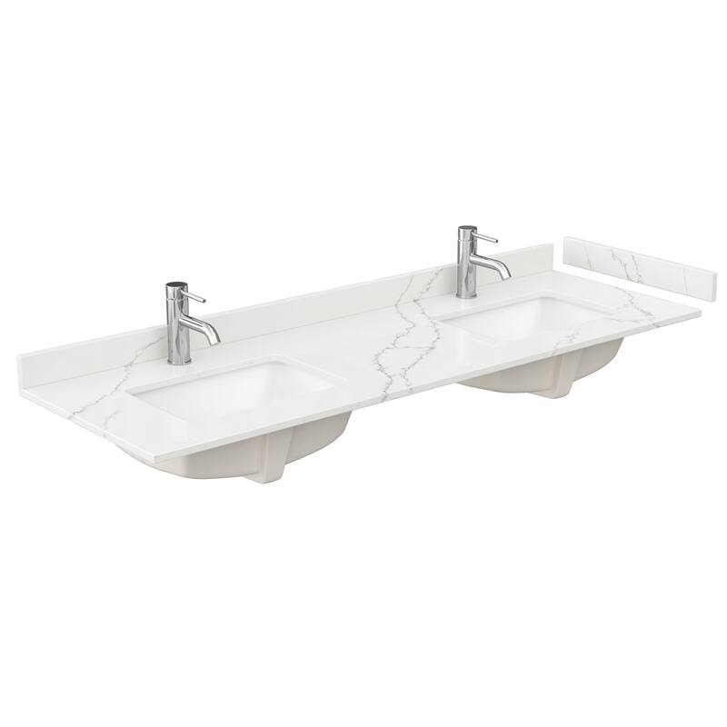 Strada 66-inch Double Vanity, Quartz Top
