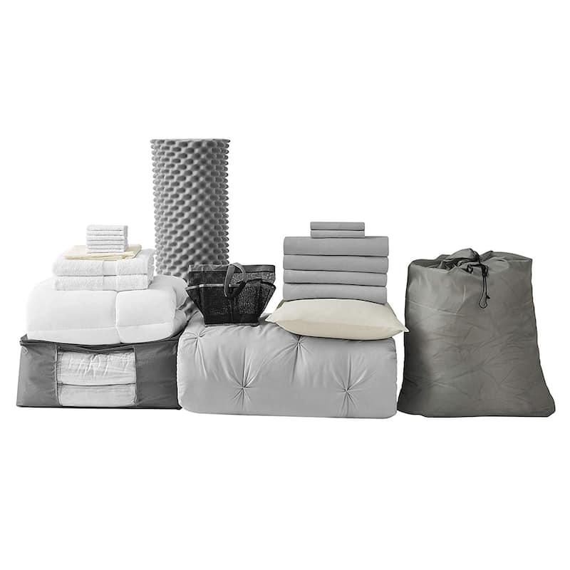Porch & Den Hargis Glacier Grey Color Pin Tuck Twin XL College Bedroom Set