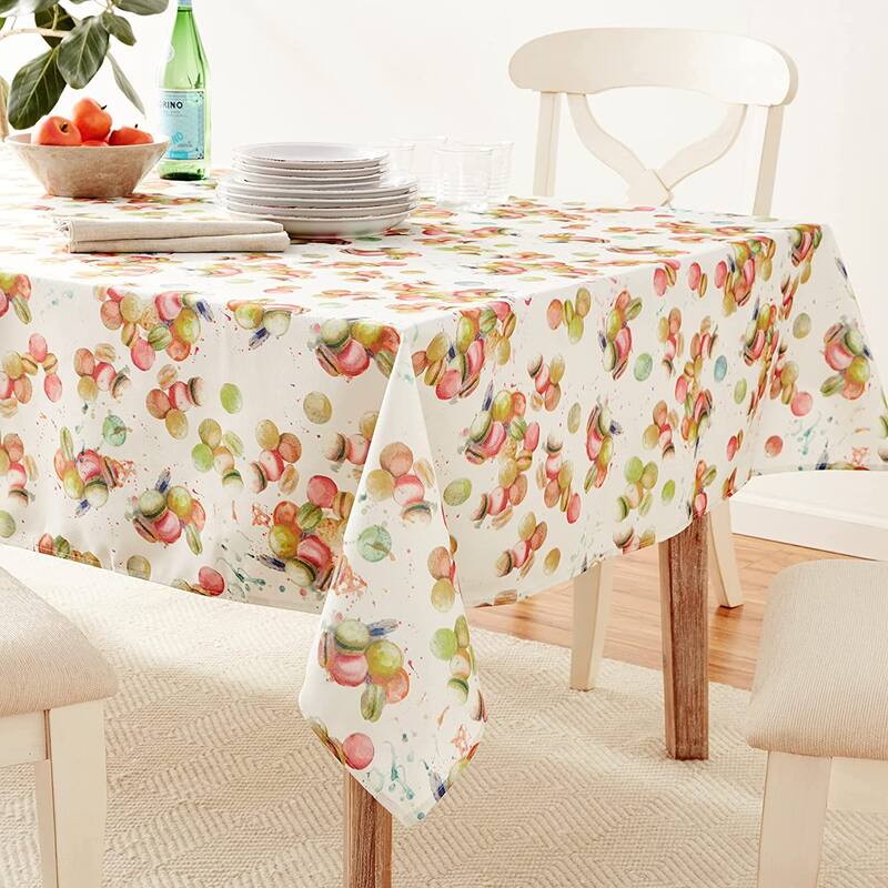 Violet Linen European Macaron Biscuits Pattern Tablecloth - 60" X 84" - Multi