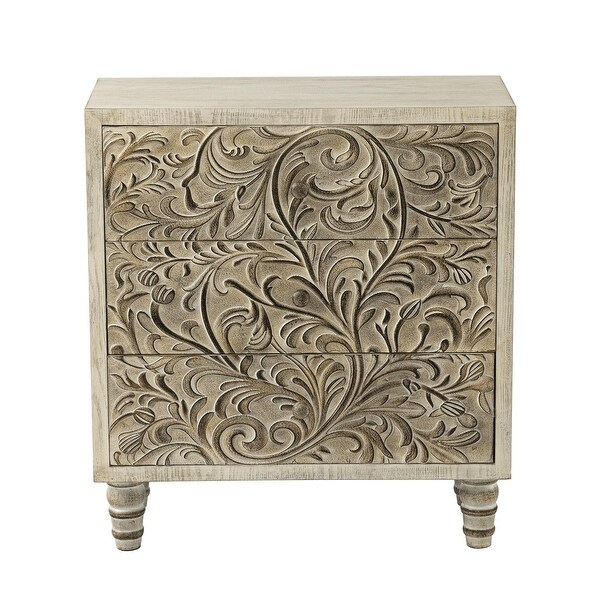 COZAYH 3 Drawer Farmhouse Nightstand with Embossed Weathered