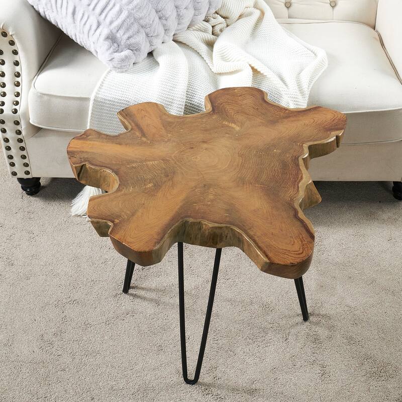 Greenage Solid Wood Teak Live Edge Natural Cut Coffee Table