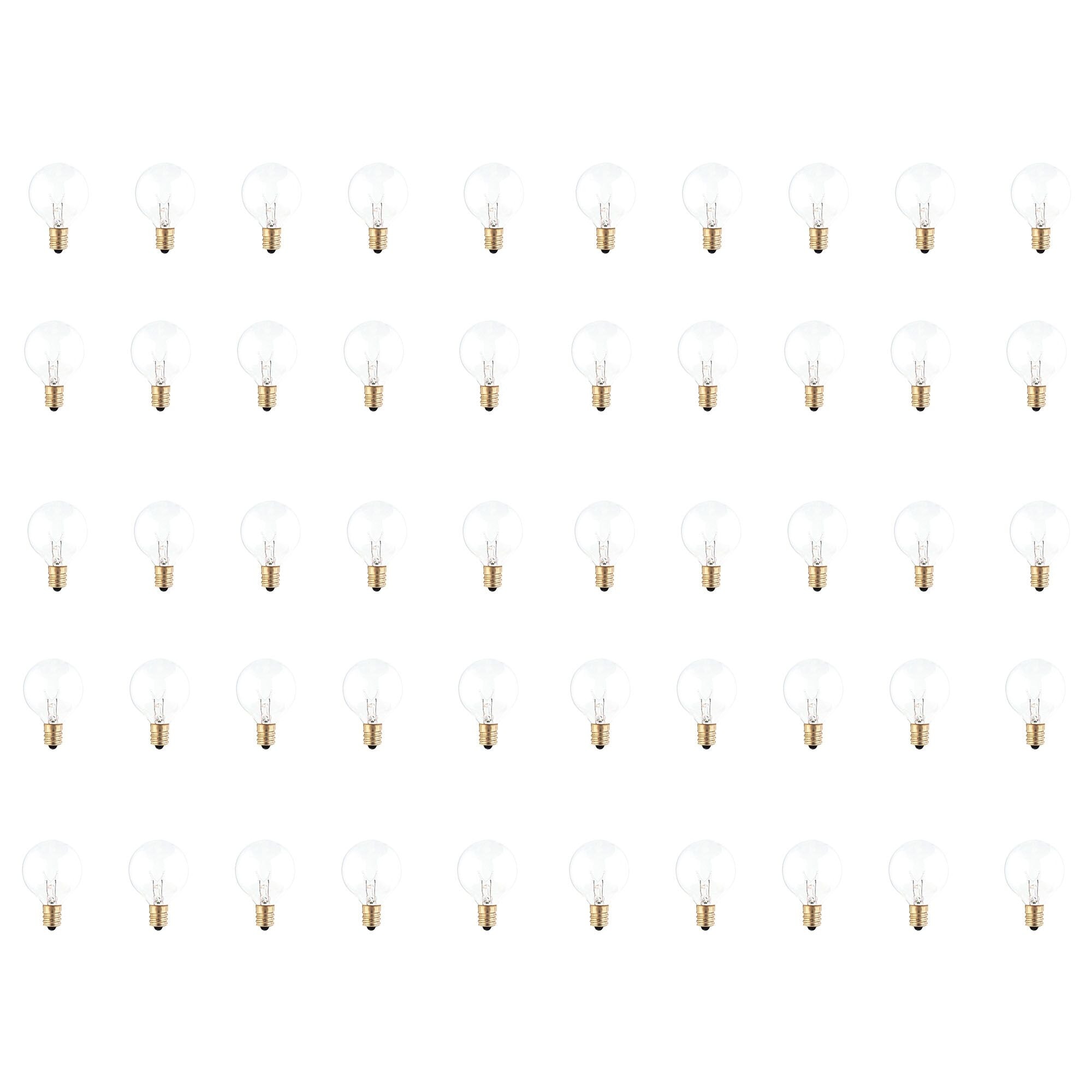 Bulbrite 40 Watt Incandescent G12 Globe Bulb, Clear Dimmable Candelabra Screw Base (E12) Warm White Light Bulb (Pack of 50)