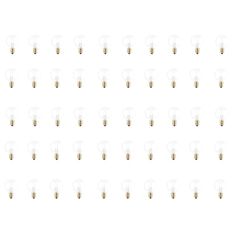 Bulbrite 40 Watt Incandescent G12 Globe Bulb, Clear Dimmable Candelabra Screw Base (E12) Warm White Light Bulb (Pack of 50)