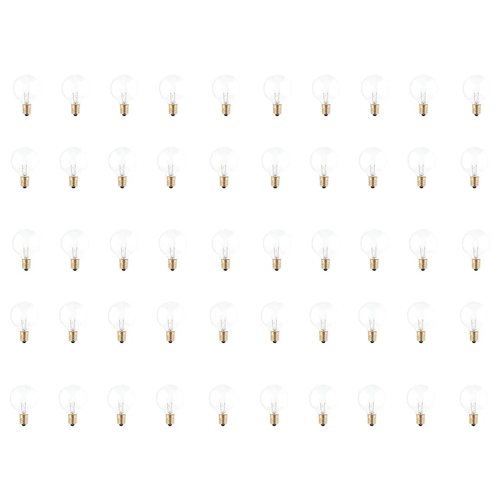 Bulbrite 40 Watt Incandescent G12 Globe Bulb, Clear Dimmable Candelabra Screw Base (E12) Warm White Light Bulb (Pack of 50)
