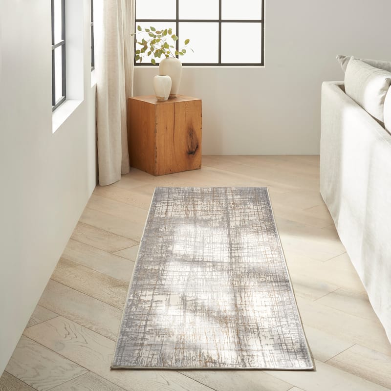 Calvin Klein Rush Contemporary Abstract Area Rug - 2' 3" x 7' 3" - Ivory/Grey - Runner