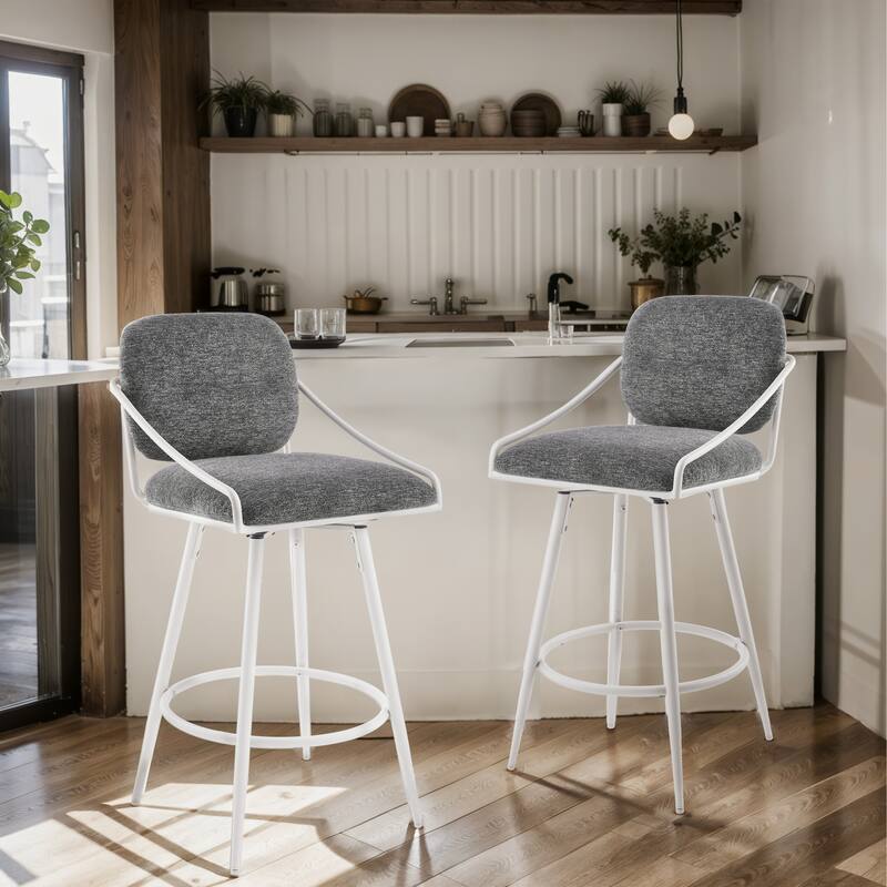 Art Leon Mid-century Modern Fabric Swivel Barstool