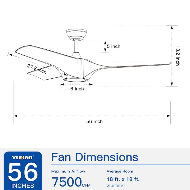 56"Intergrated LED Ceiling Fan with Brown Wood Grain ABS Blade for Patio Living Room, Bedroom, Office,Indoor Outdoor