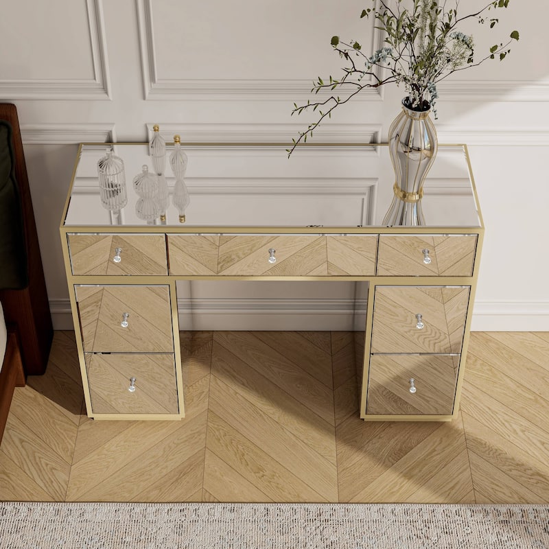 Luxury Mirror Makeup Vanity with 7 Drawers