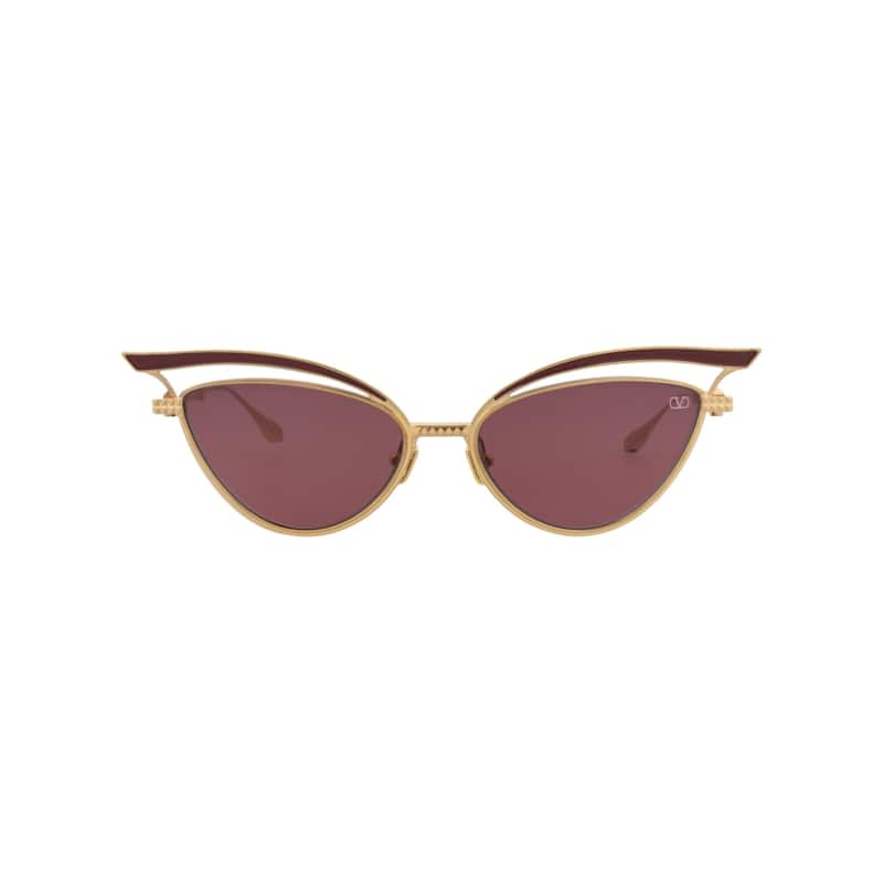 Valentino Cat Eye-Frame Titanium Sunglasses - Gold Gold Bordeaux - Multi - Red Lens
