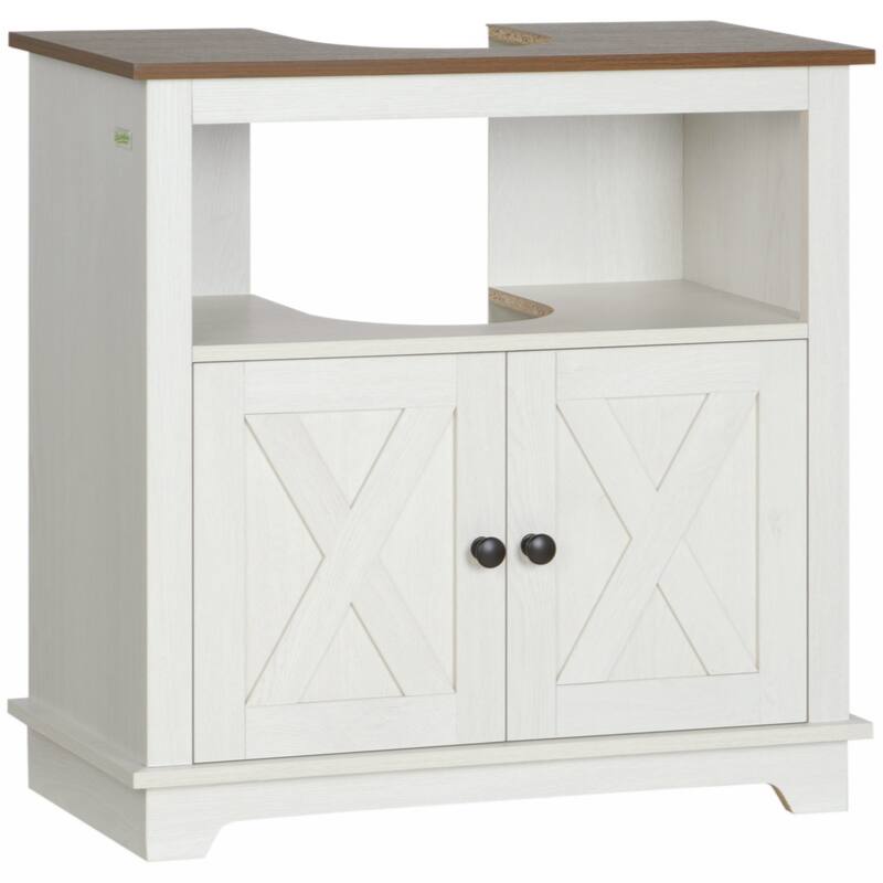 Farmhouse Under Sink Bathroom Cabinet,Pedestal Vanity Storage Cabinet with Double Doors and Storage Shelves,Bathroom Organizer