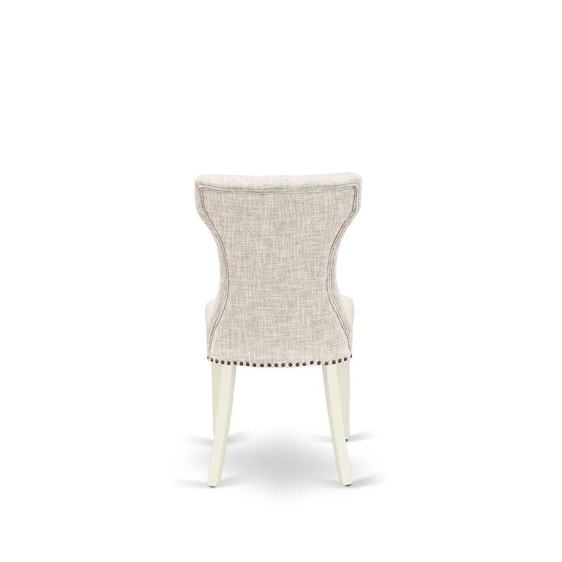 East West Furniture 5 Piece Dining Table Set- A Round Kitchen Table and 4 Linen Fabric Parson Chairs,(Finish Options)