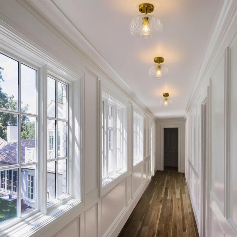 1-Light 9.84'' Globe Semi Flush Mount with Prismatic Glass