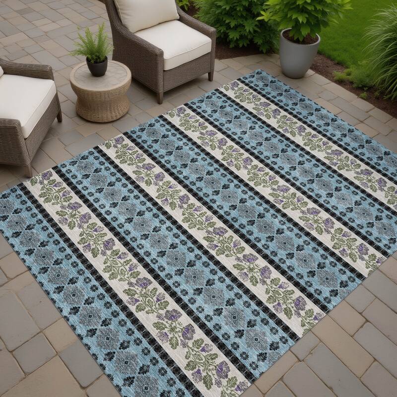 Machine Washable Indoor/ Outdoor Stripe Sochi Chantille Rug