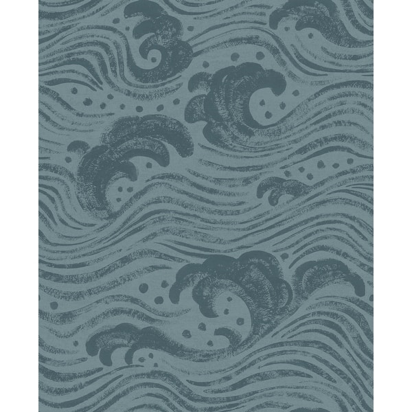 slide 2 of 7, A-Street Prints Swell Teal Ocean Wave Wallpaper
