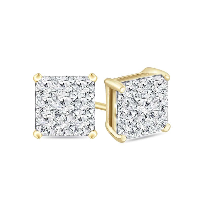 Auriya 14k Gold 1/2ctw Square Pave Diamond Stud Earrings (H-I, I1-I2)